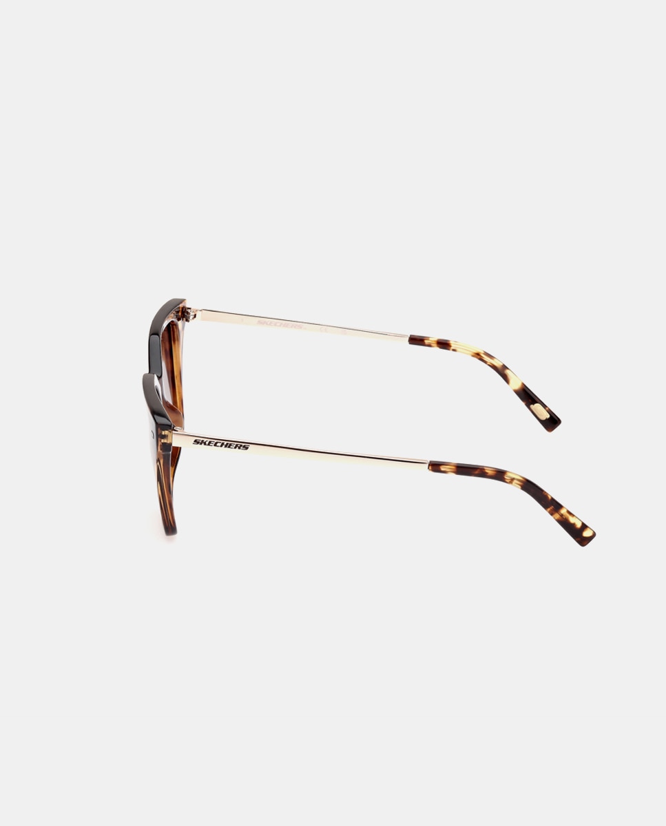 Gafas de sol de mujer rectangulares en color havana con lentes polarizadas - Skechers - Marrón Marrón-3