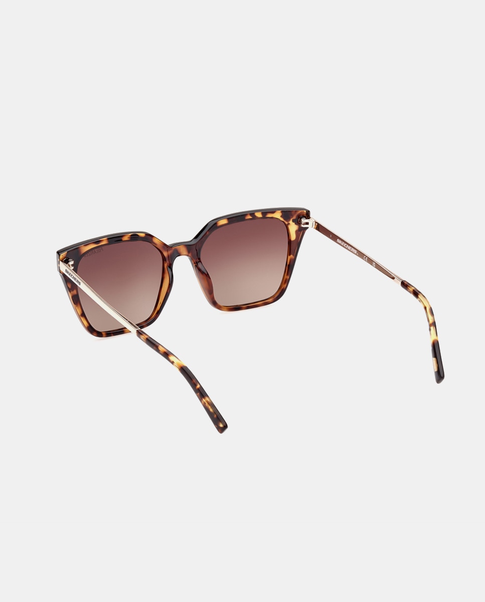 Gafas de sol de mujer rectangulares en color havana con lentes polarizadas - Skechers - Marrón Marrón-4