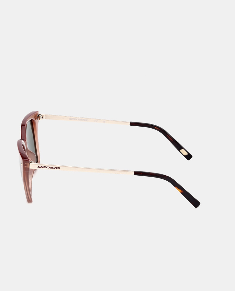 Gafas de sol de mujer rectangulares negras con lentes polarizadas - Skechers - Marrón Marrón-3
