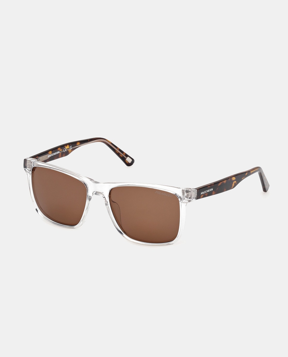 Gafa de sol de hombre rectangular en inyectado con lente polarizada - Skechers - Transparente Transparente-2