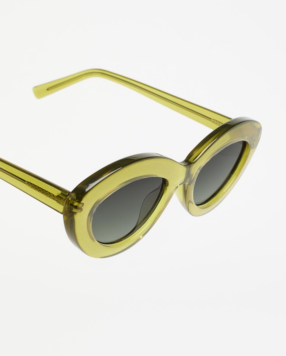 Gafa de sol de mujer ovalada en acetato con lente degradada - Tiwi - Verde Verde-3
