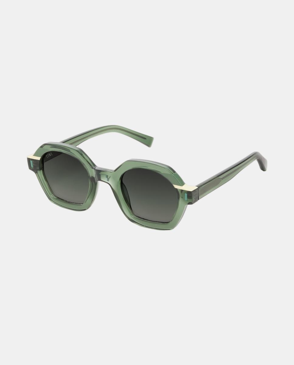 Óculos de Sol Quadrados de Acetato com Lente em Degradé Verde-militar-2