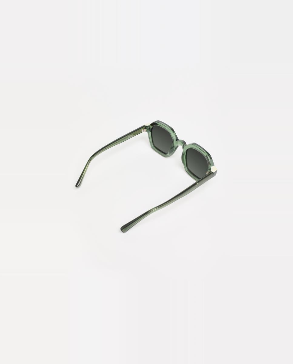 Óculos de Sol Quadrados de Acetato com Lente em Degradé Verde-militar-4