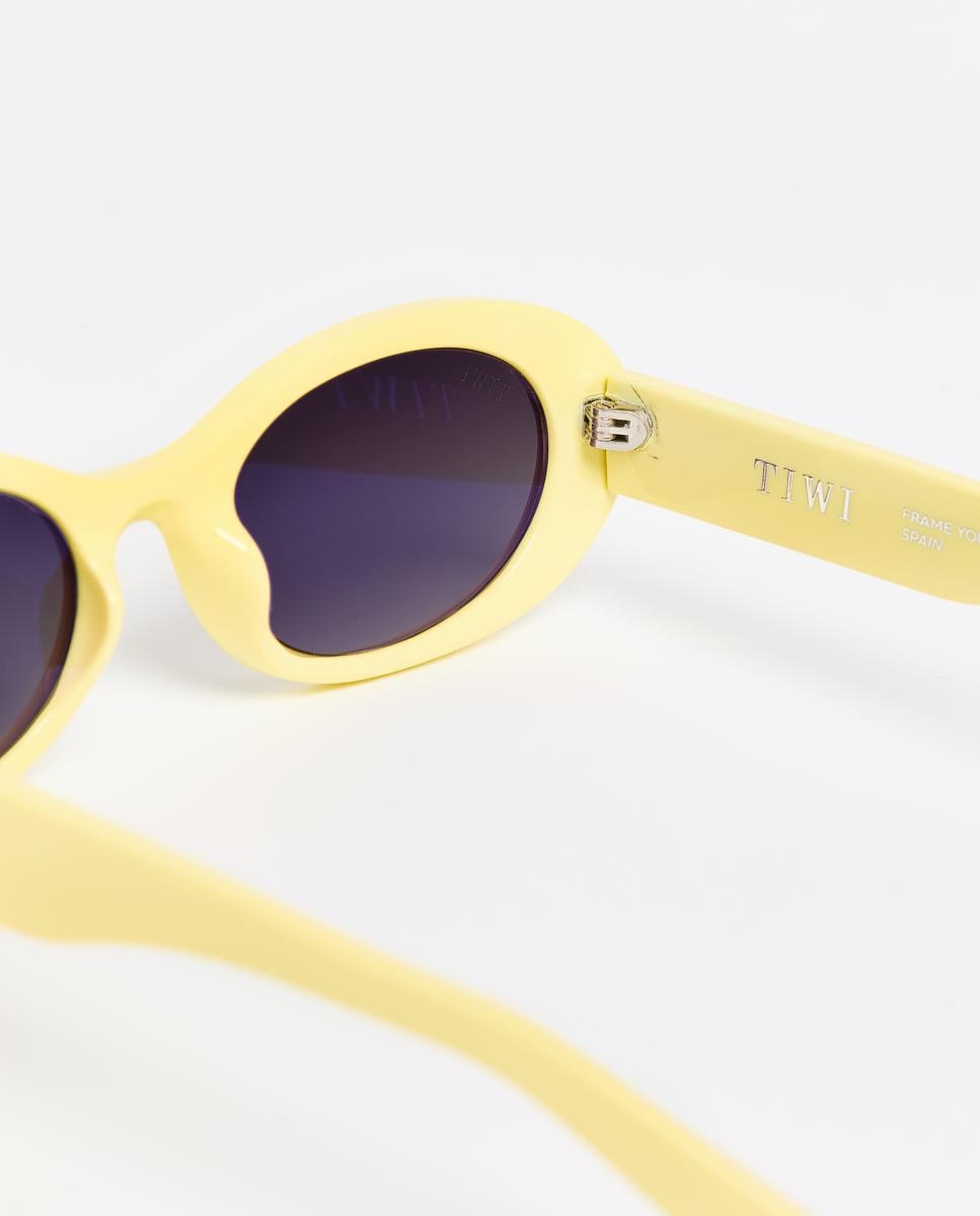 Óculos de Sol Valentina Retangulares em Acetato com Lente em Degradé Amarelo-3
