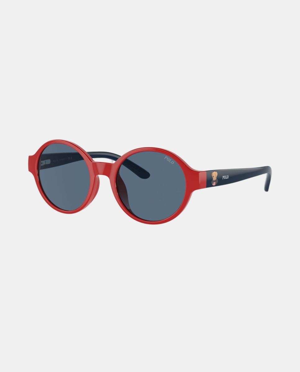 Óculos de Sol infantis Redondos Injetados Polo Vermelho-7