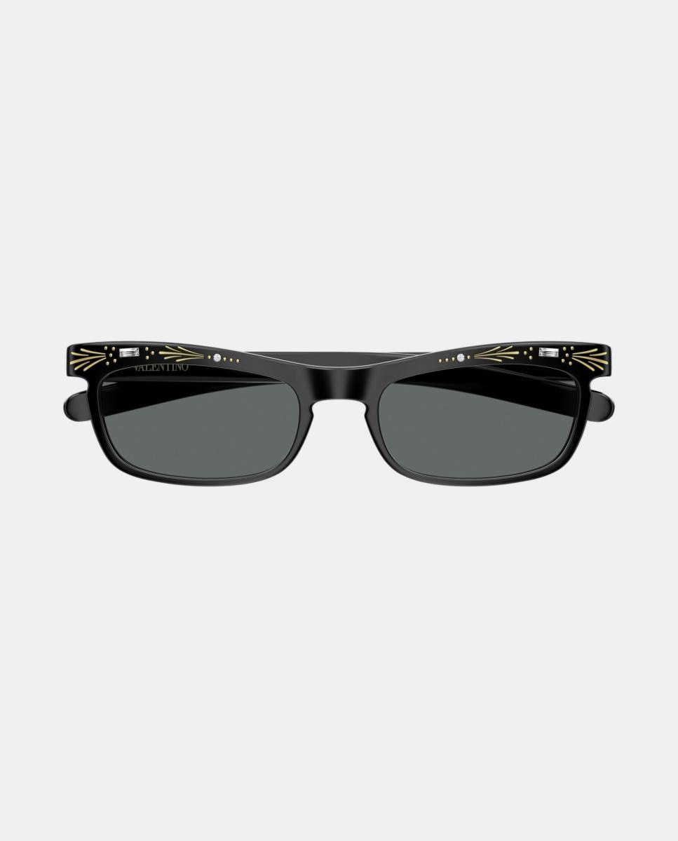 Óculos de Sol VG0044S Unissexo Retangulares em Acetato Preto-2