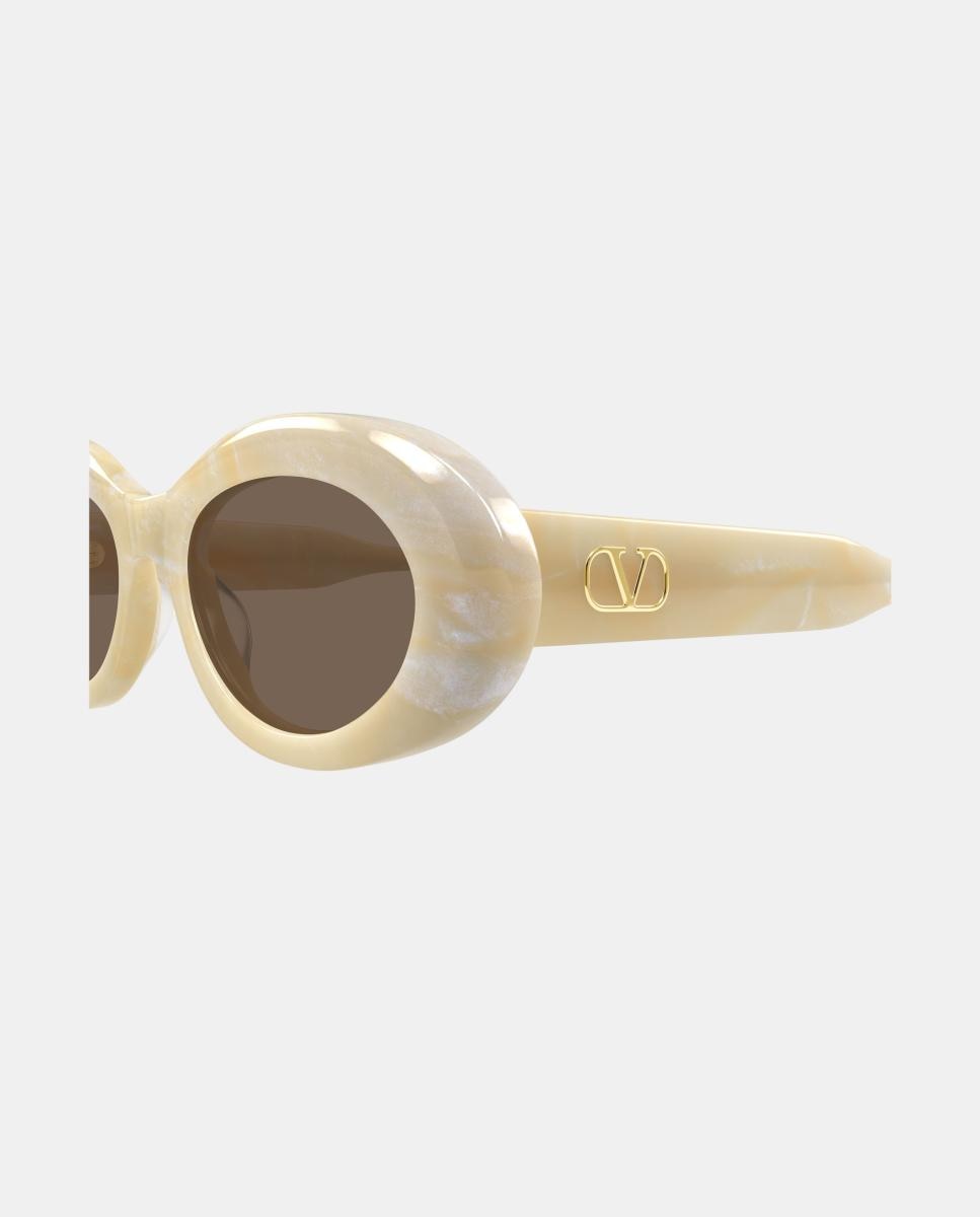 Imagen 3 de Gafas de sol VG0057S de mujer ovalada en acetato - Valentino - Crema Crema