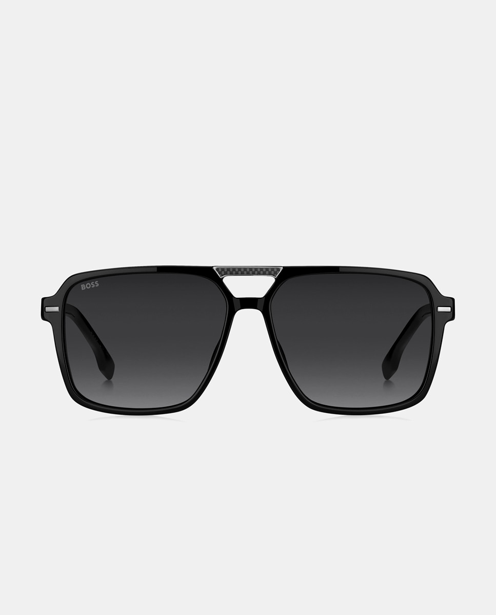 Gafa de sol de hombre rectangular en acetato - Boss - Negro Negro-1