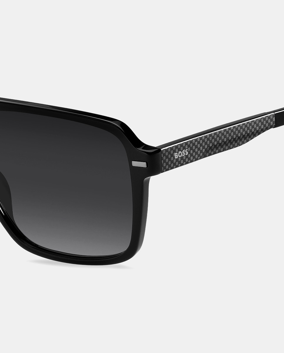 Gafa de sol de hombre rectangular en acetato - Boss - Negro Negro-2