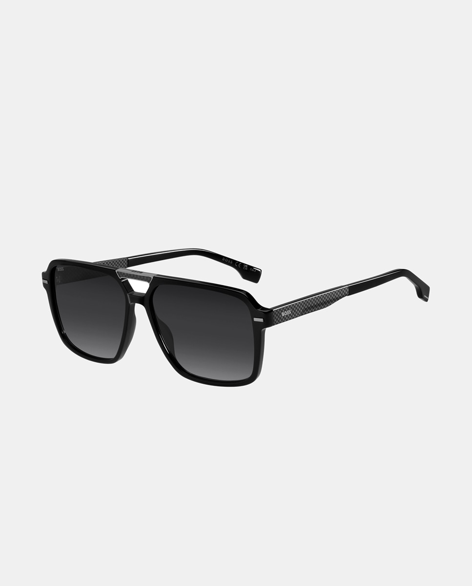 Gafa de sol de hombre rectangular en acetato - Boss - Negro Negro-3