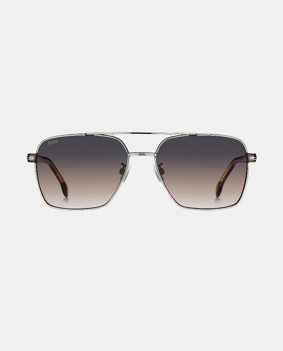 Imagen 0 de Gafas de sol de hombre rectangular metalica con lente degradada Plata