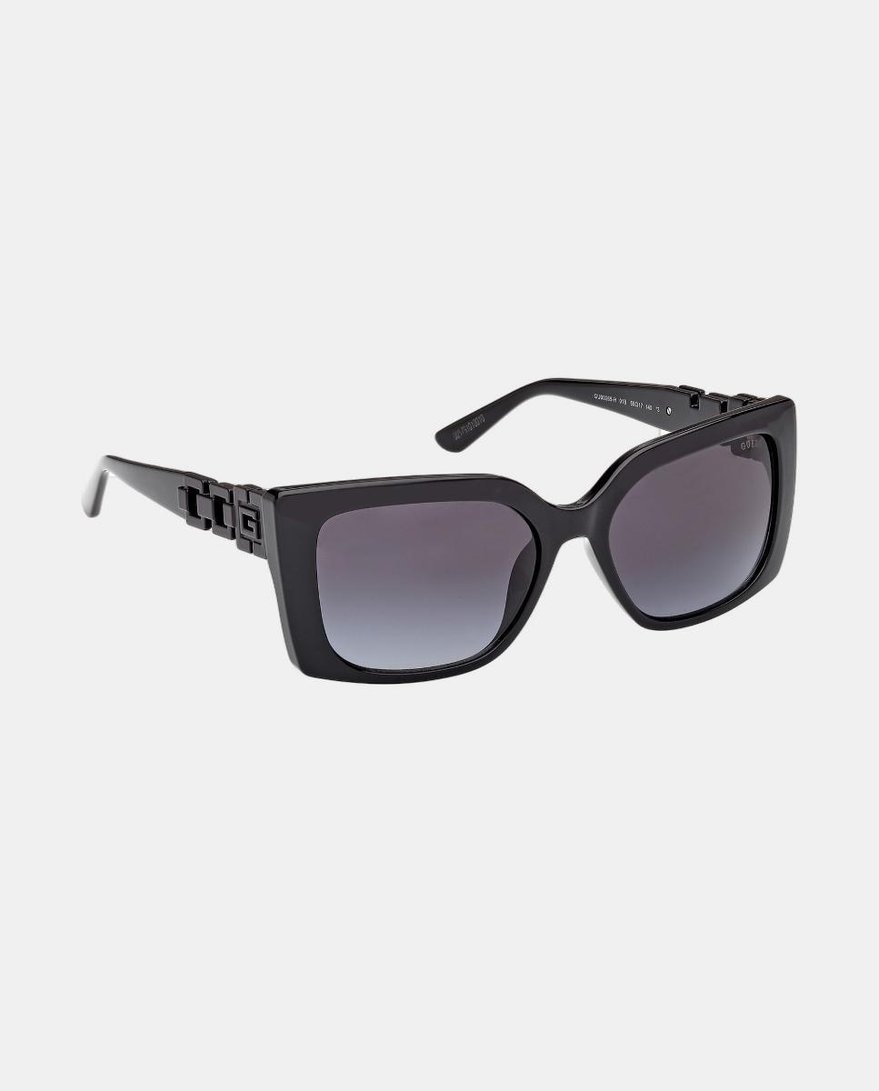 Óculos de sol retangulares em vidro injetado com lentes degradê Preto-3