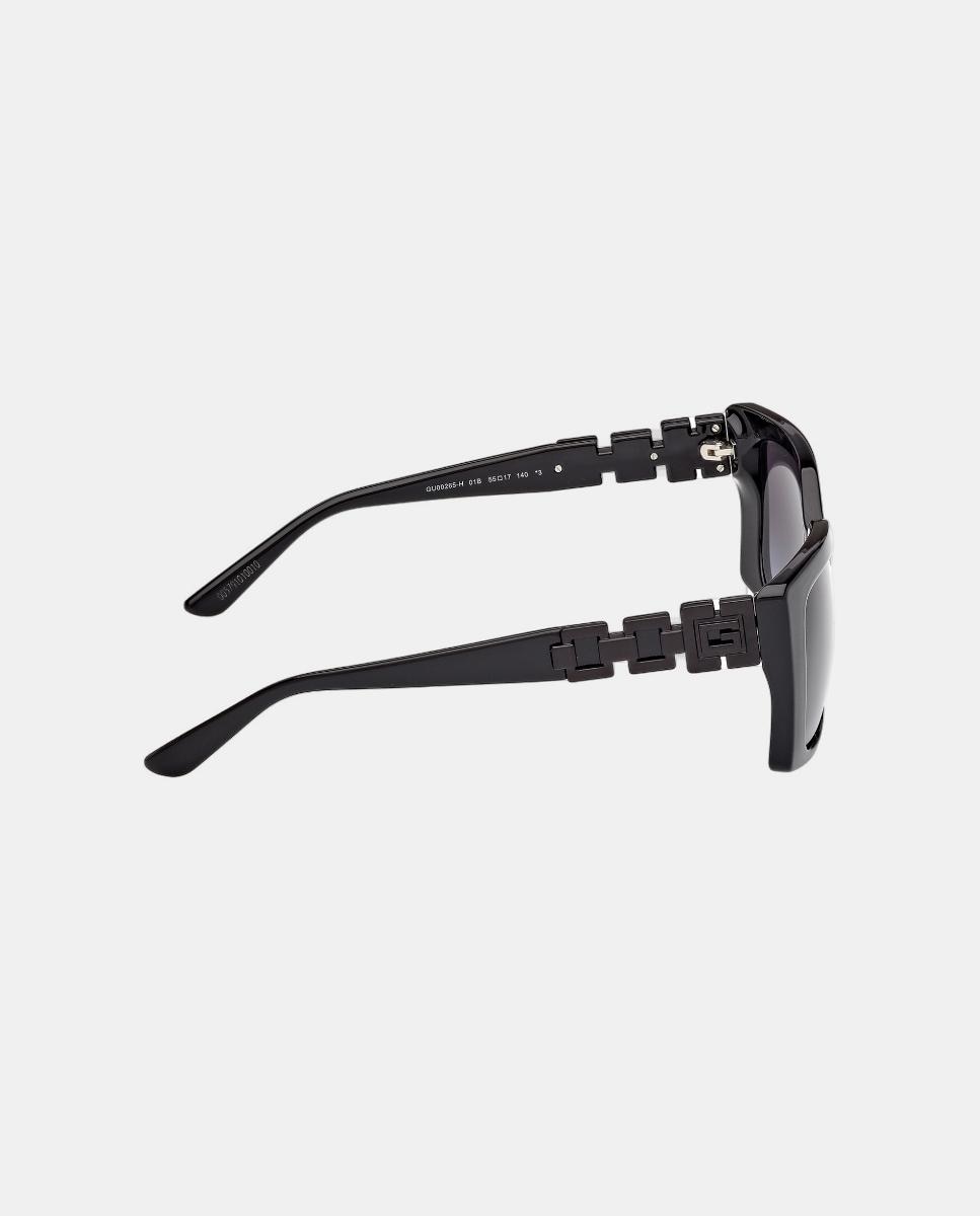 Óculos de sol retangulares em vidro injetado com lentes degradê Preto-4