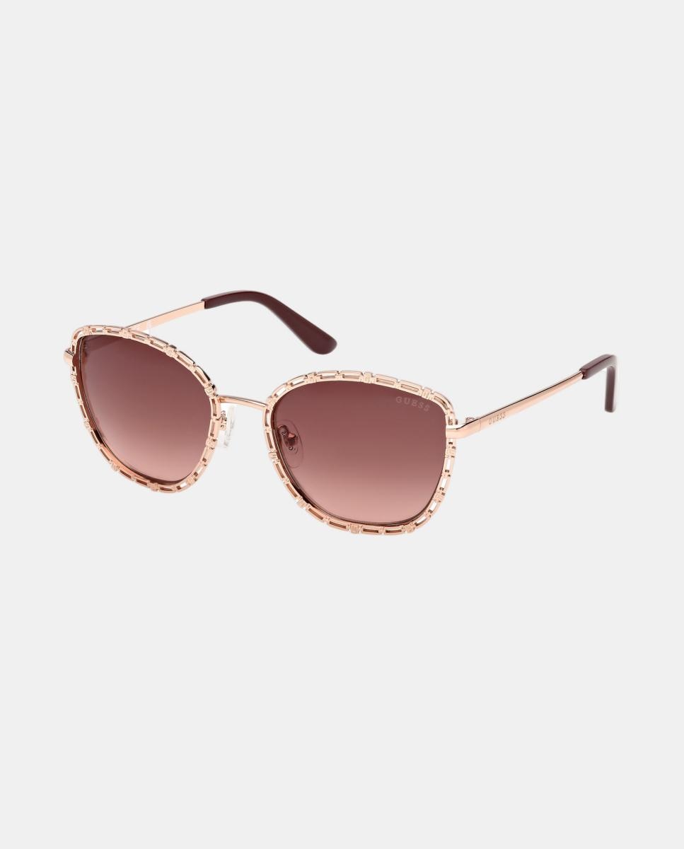 Gafa de sol de mujer cuadrada en metal con lente degradada - Guess - Oro Oro-2