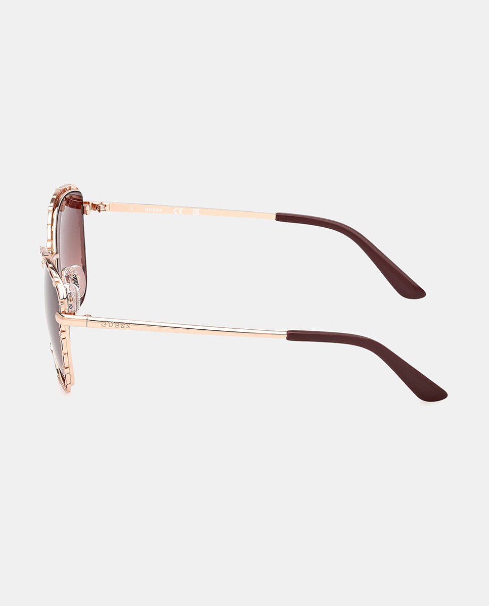 Gafa de sol de mujer cuadrada en metal con lente degradada - Guess - Oro Oro-3
