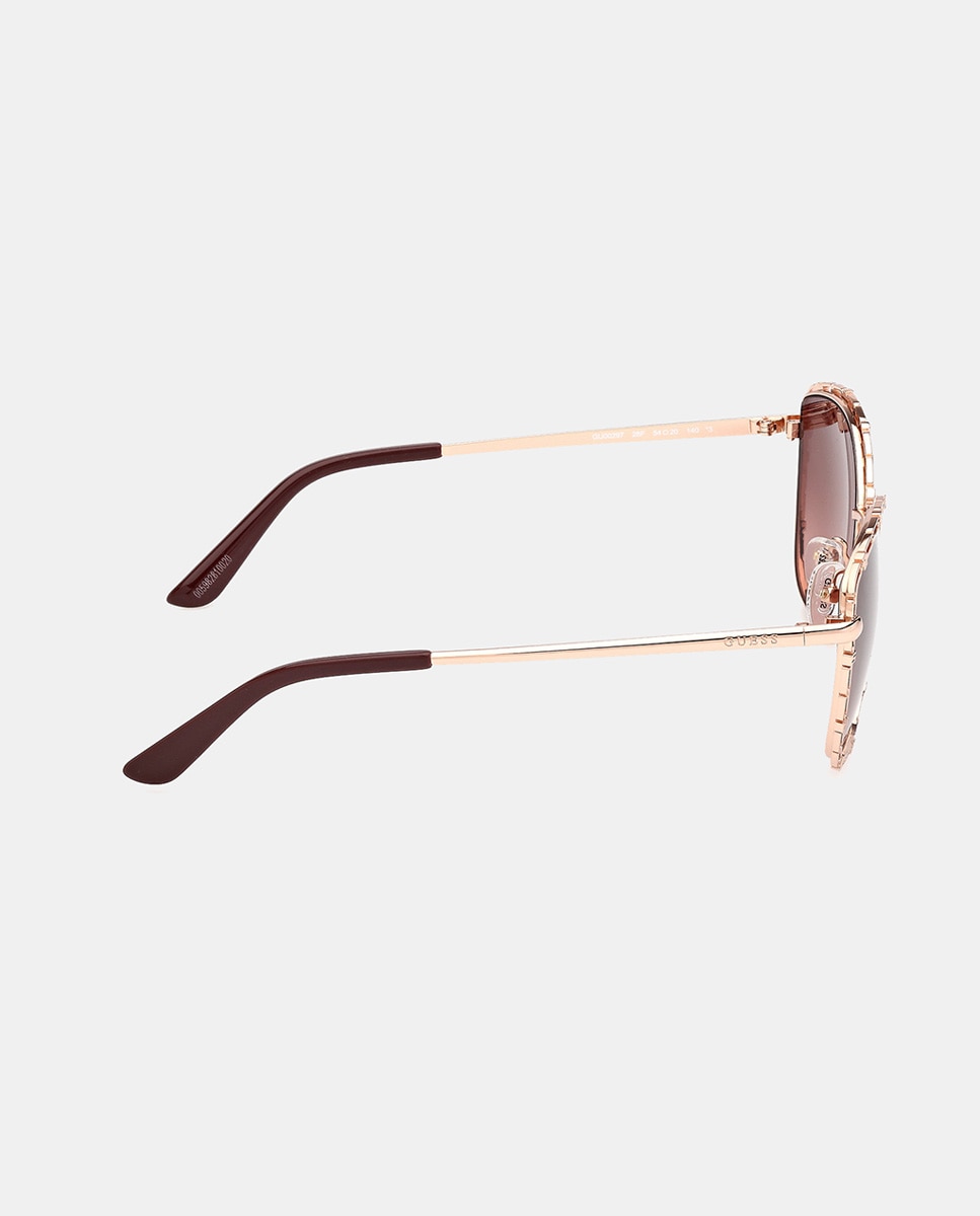 Gafa de sol de mujer cuadrada en metal con lente degradada - Guess - Oro Oro-7