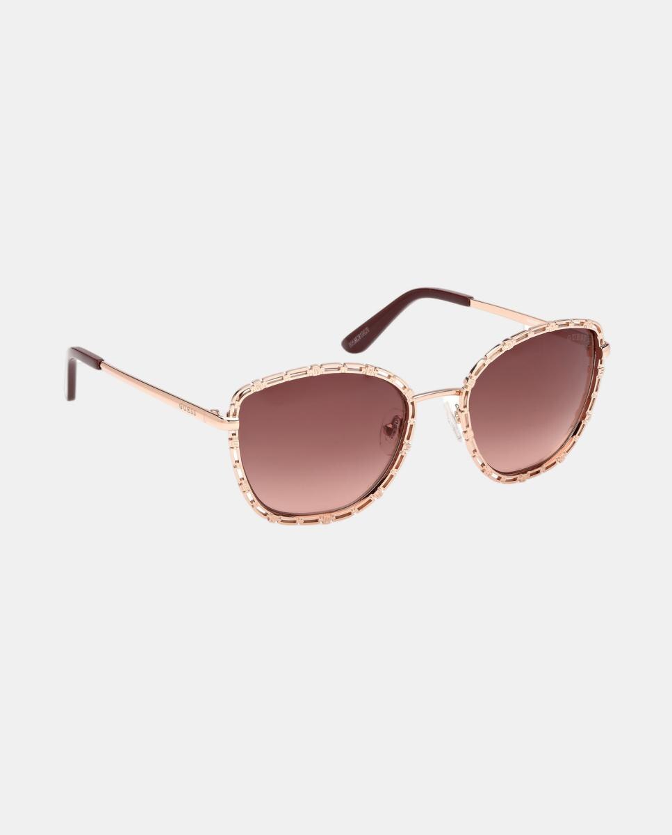 Gafa de sol de mujer cuadrada en metal con lente degradada - Guess - Oro Oro-8