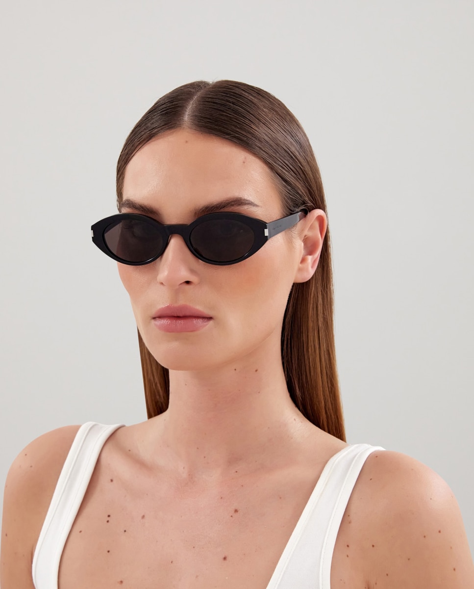Gafas de sol de mujer ovaladas de acetato negras - Saint Laurent - Negro Negro-2