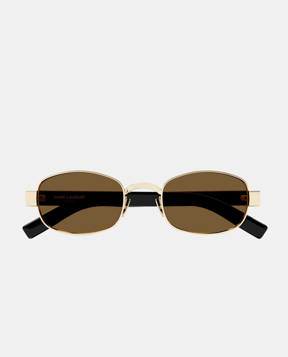 Gafa de sol unisex ovalada en metal - Saint Laurent - Oro Oro-2