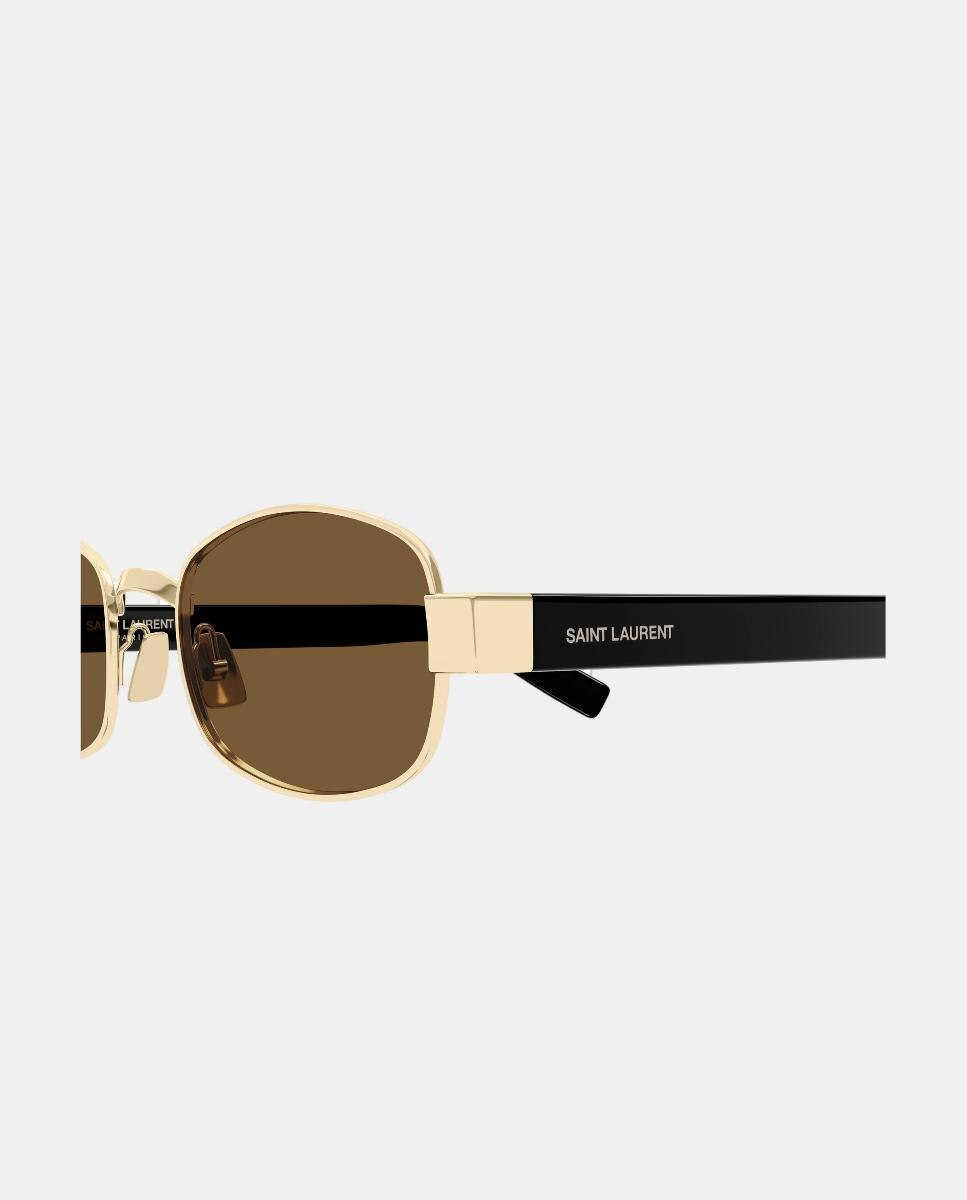 Gafa de sol unisex ovalada en metal - Saint Laurent - Oro Oro-3