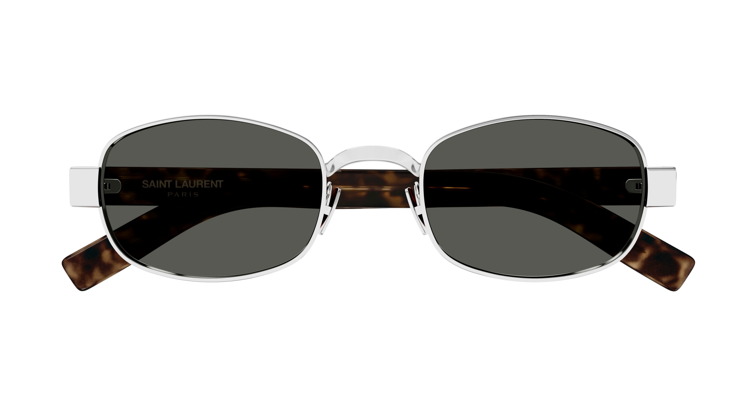 Gafa de sol unisex ovalada en metal - Saint Laurent - Plata Plata-2