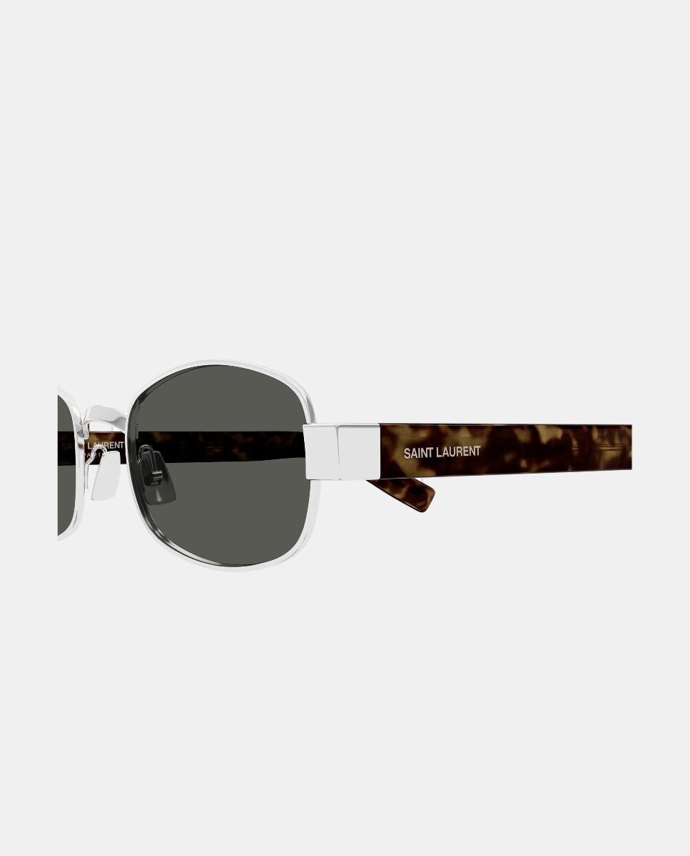 Gafa de sol unisex ovalada en metal - Saint Laurent - Plata Plata-3