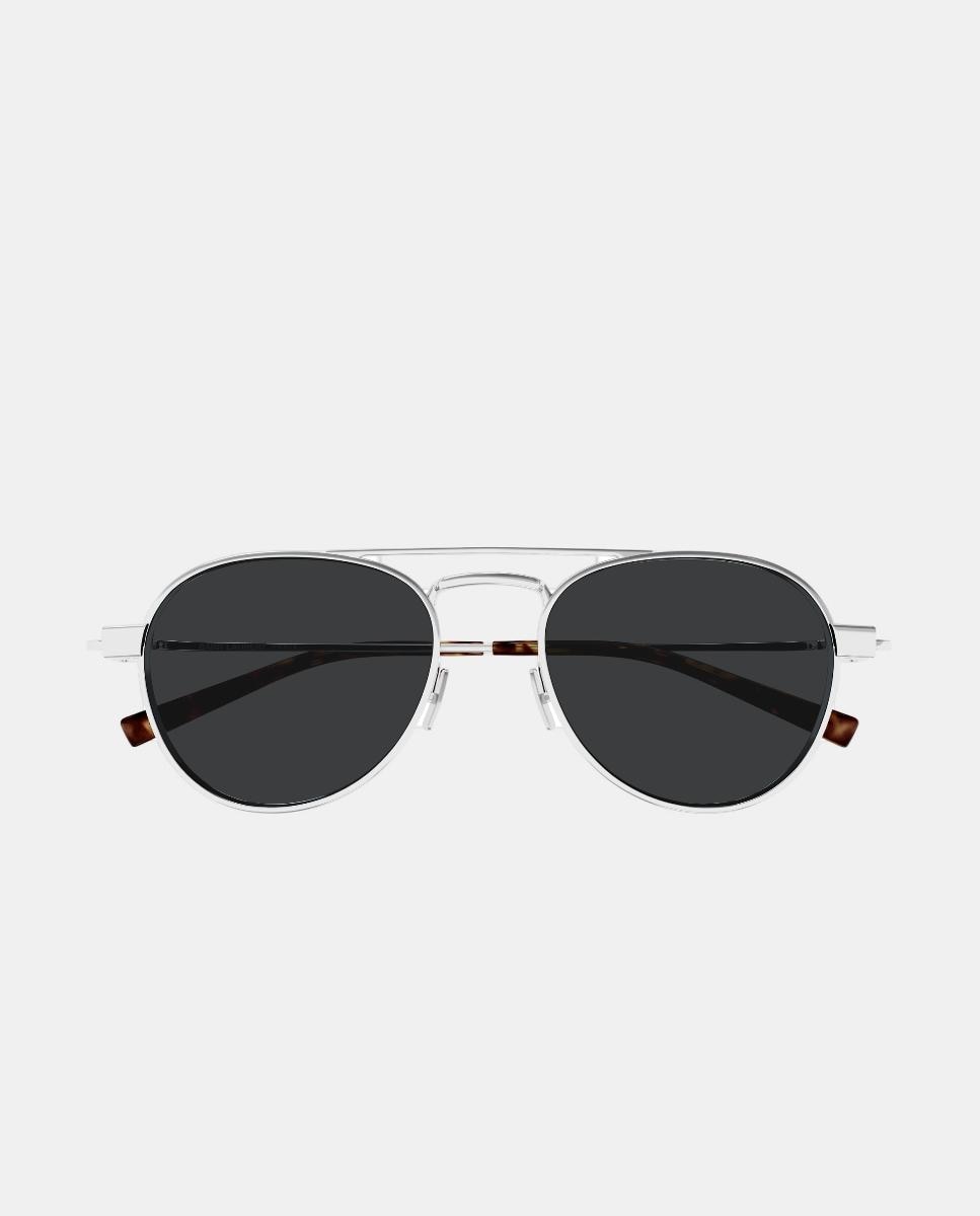 Gafa de sol de hombre ovalada en metal - Saint Laurent - Plata Plata-2