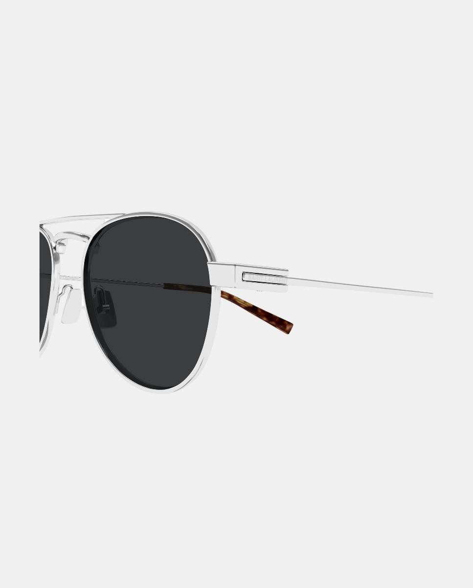 Gafa de sol de hombre ovalada en metal - Saint Laurent - Plata Plata-3