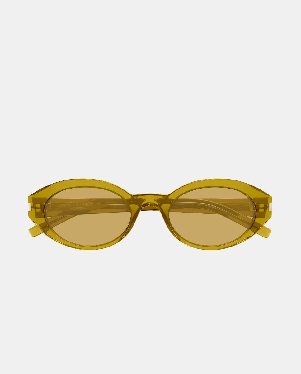 Gafa de sol de mujer ovalada en acetato - Saint Laurent - Verde Verde-3