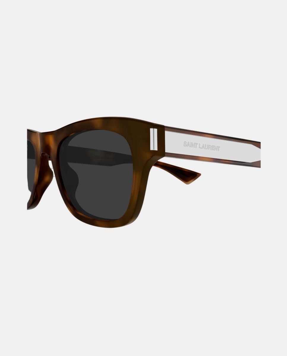 Imagen 3 de Gafa de sol de hombre rectangular en acetato - Saint Laurent - Marrón Marrón