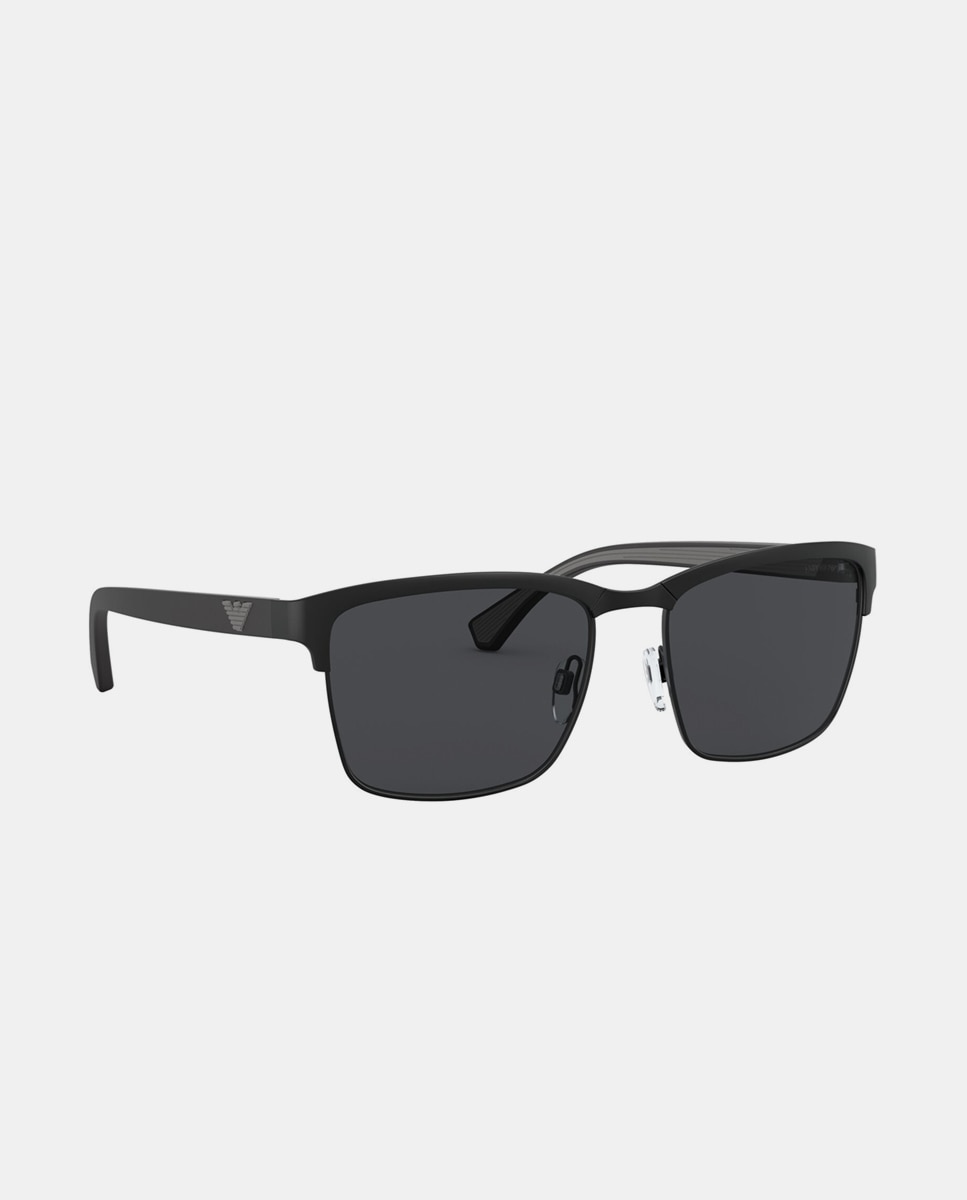 Gafas de sol EA2087 de hombre rectangular en metal - Emporio Armani - Negro Negro-4