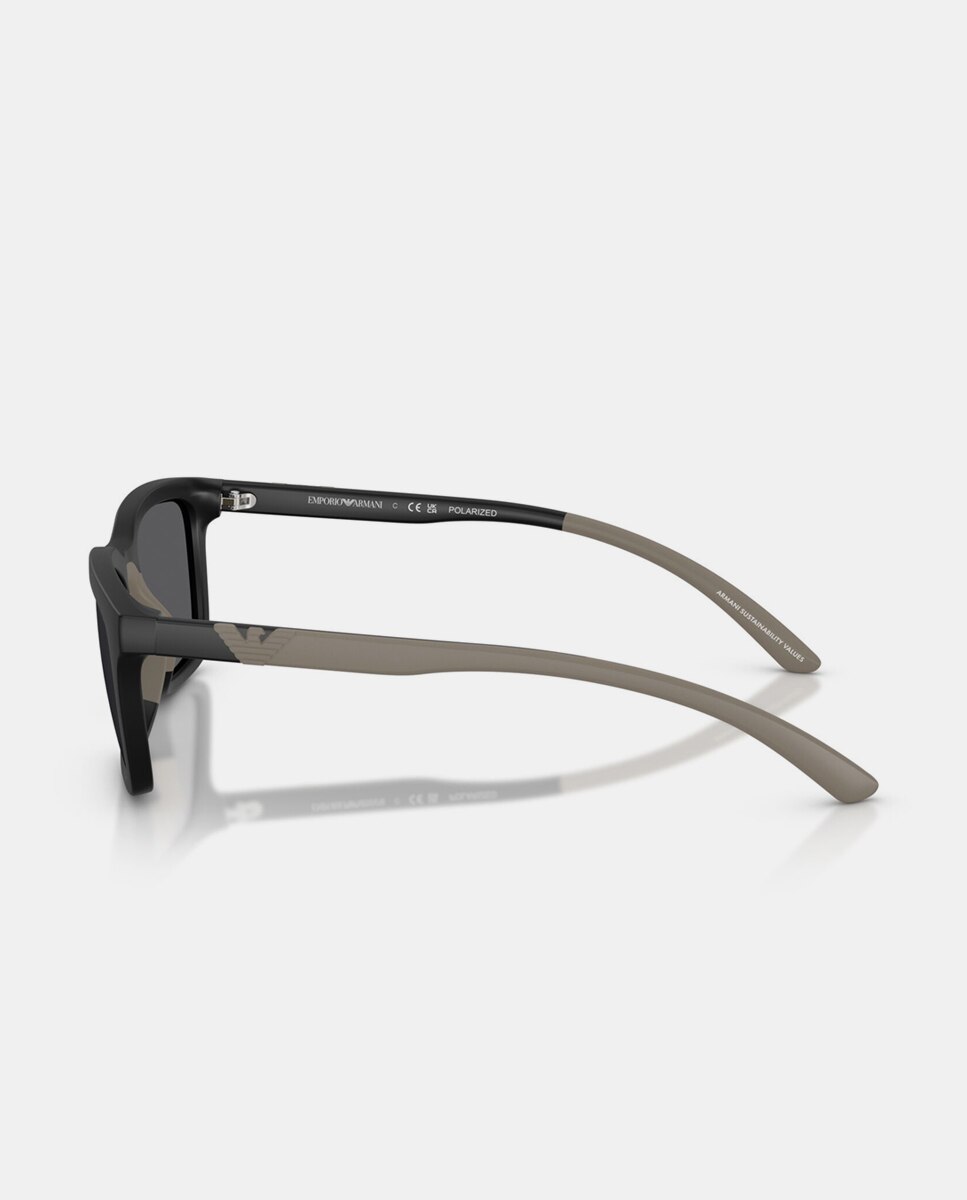 Gafas de sol EA4249U de hombre rectangular en inyectado con lente polarizada - Emporio Armani - Negro Negro-3