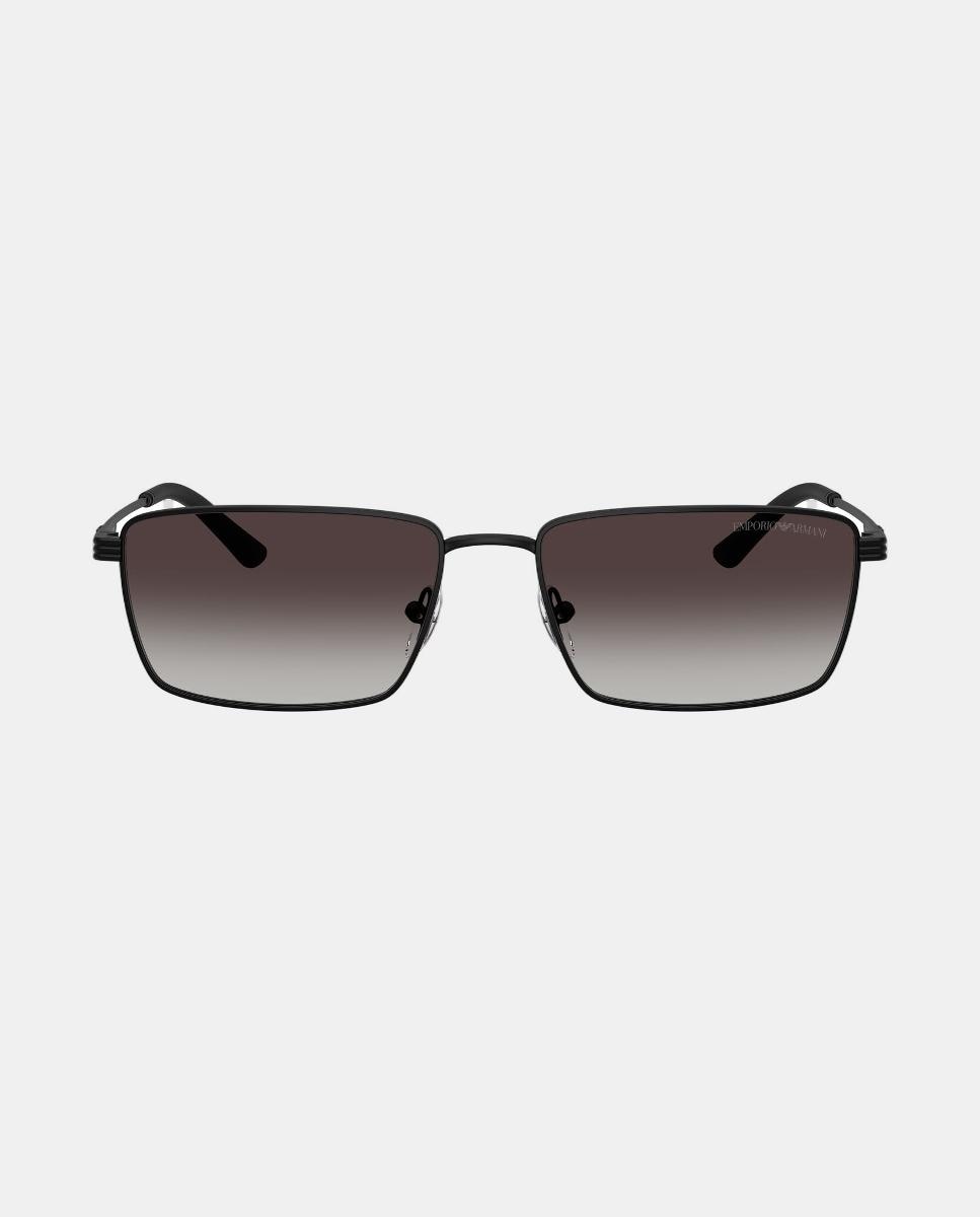 Gafas de sol EA2169 de hombre rectangular en metal con lente degradada - Emporio Armani - Negro Negro-1