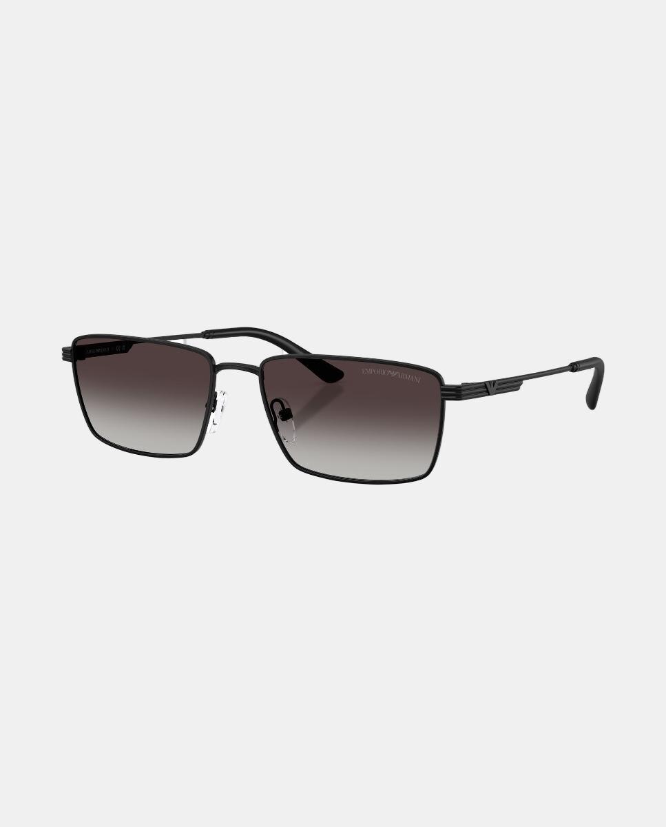 Gafas de sol EA2169 de hombre rectangular en metal con lente degradada - Emporio Armani - Negro Negro-2