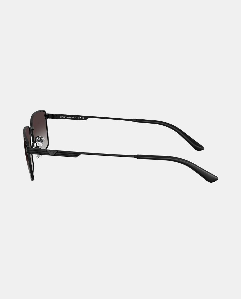 Gafas de sol EA2169 de hombre rectangular en metal con lente degradada - Emporio Armani - Negro Negro-3
