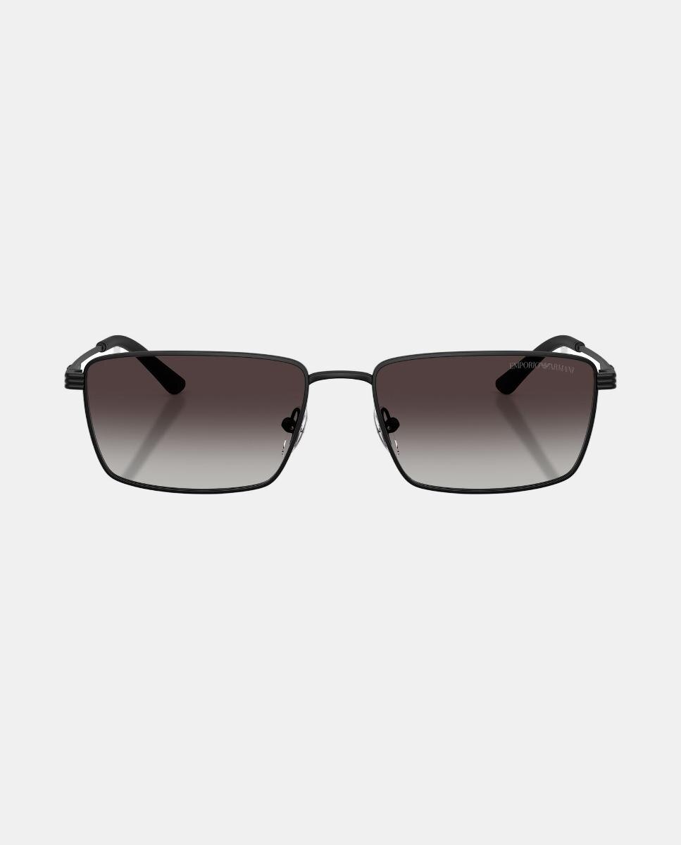 Gafas de sol EA2169 de hombre rectangular en metal con lente degradada - Emporio Armani - Negro Negro-4