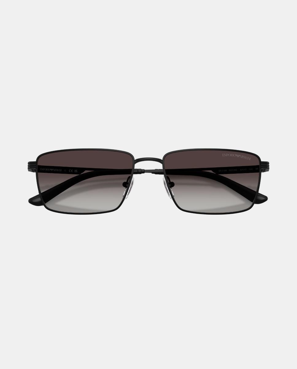 Gafas de sol EA2169 de hombre rectangular en metal con lente degradada - Emporio Armani - Negro Negro-5