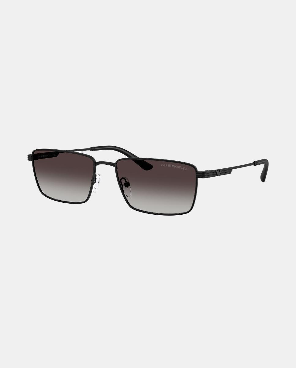 Gafas de sol EA2169 de hombre rectangular en metal con lente degradada - Emporio Armani - Negro Negro-7
