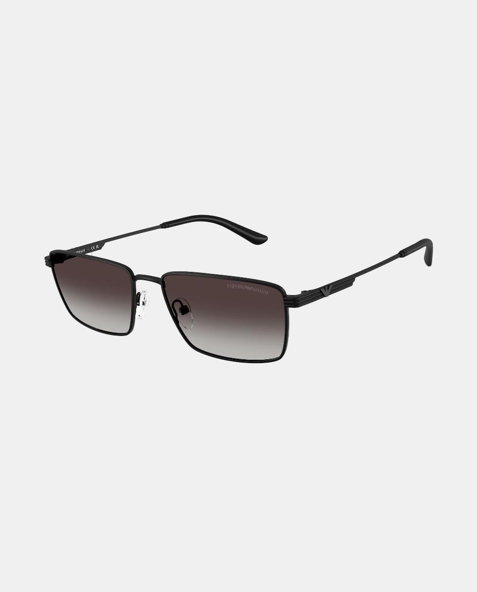 Gafas de sol EA2169 de hombre rectangular en metal con lente degradada - Emporio Armani - Negro Negro-8