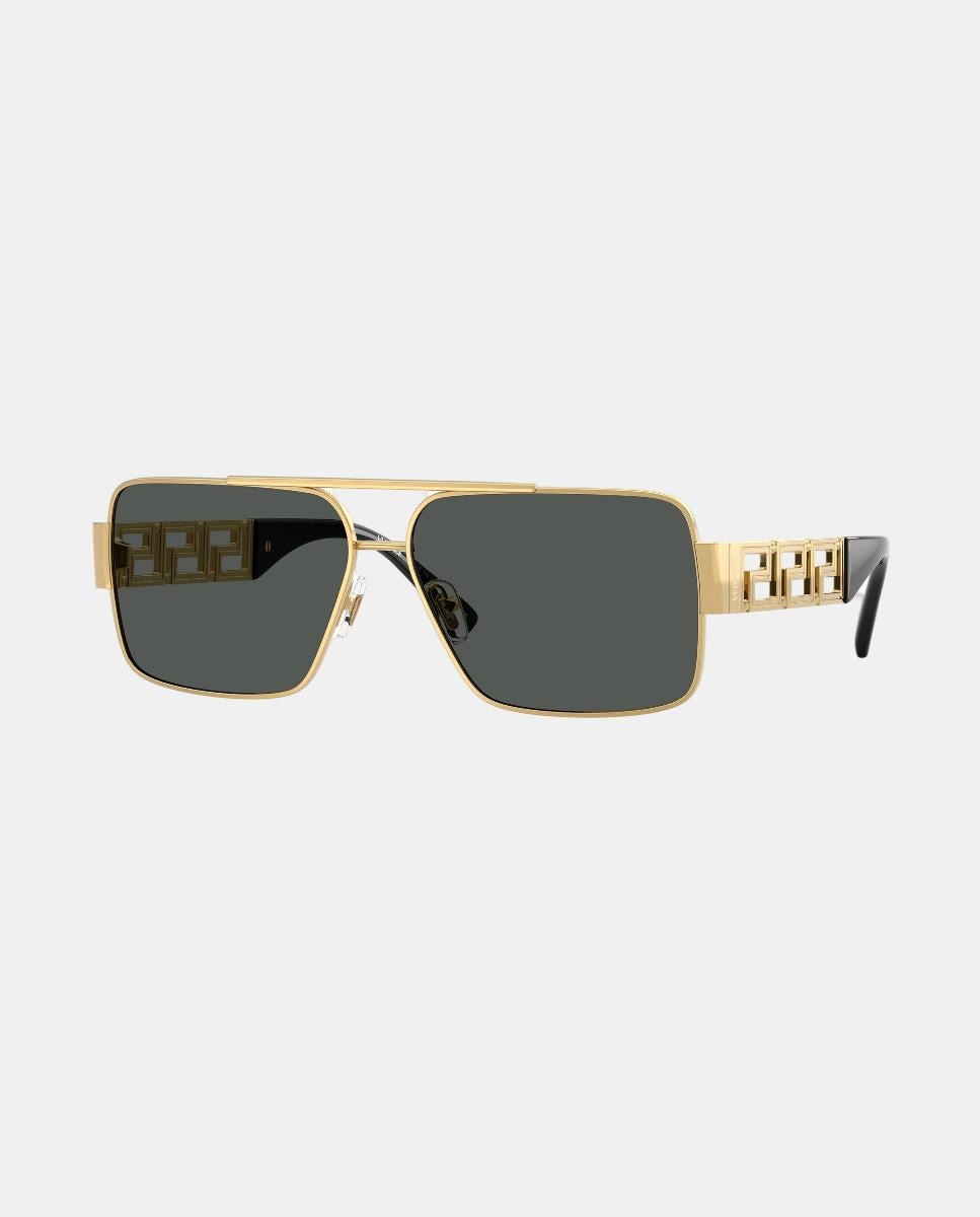 Imagen 8 de Gafas de sol VE2290 de hombre rectangular en metal - Versace - Oro Oro