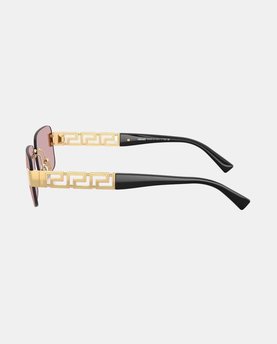 Imagen 3 de Gafas de sol VE2298 de hombre rectangular en metal con lente espejada - Versace - Oro Oro