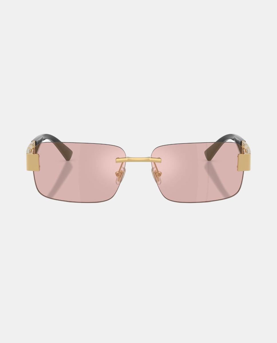 Imagen 4 de Gafas de sol VE2298 de hombre rectangular en metal con lente espejada - Versace - Oro Oro