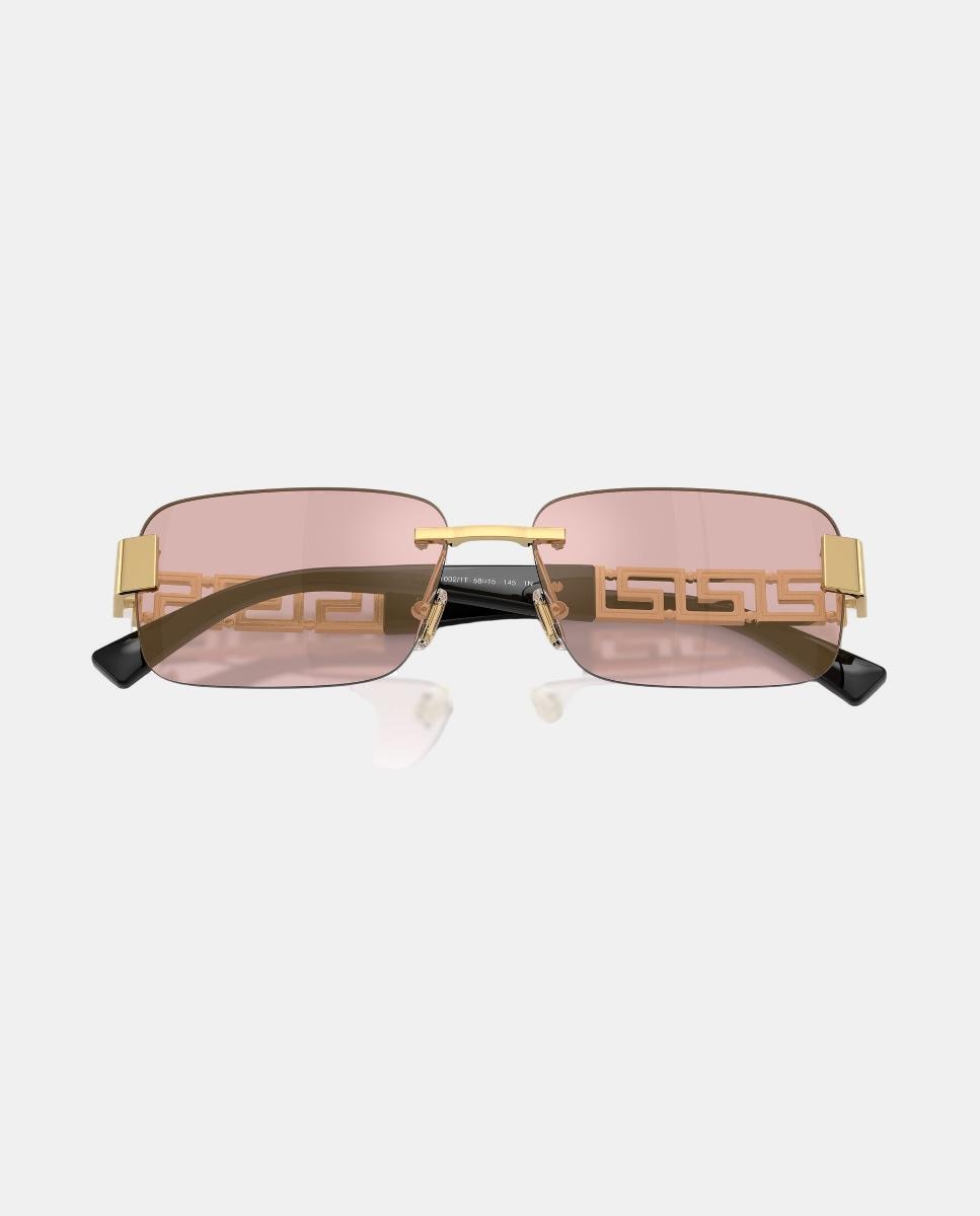 Imagen 5 de Gafas de sol VE2298 de hombre rectangular en metal con lente espejada - Versace - Oro Oro
