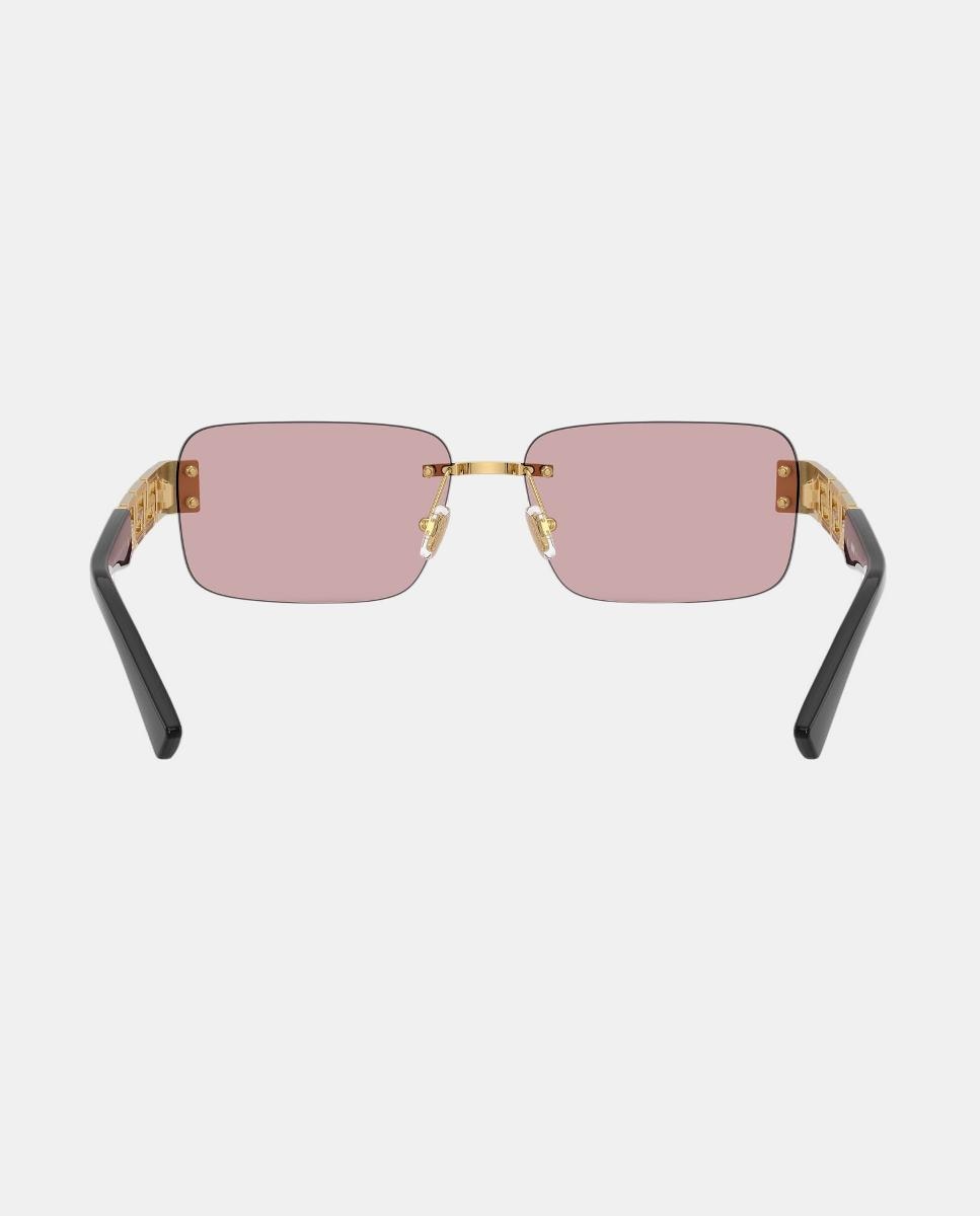 Imagen 6 de Gafas de sol VE2298 de hombre rectangular en metal con lente espejada - Versace - Oro Oro