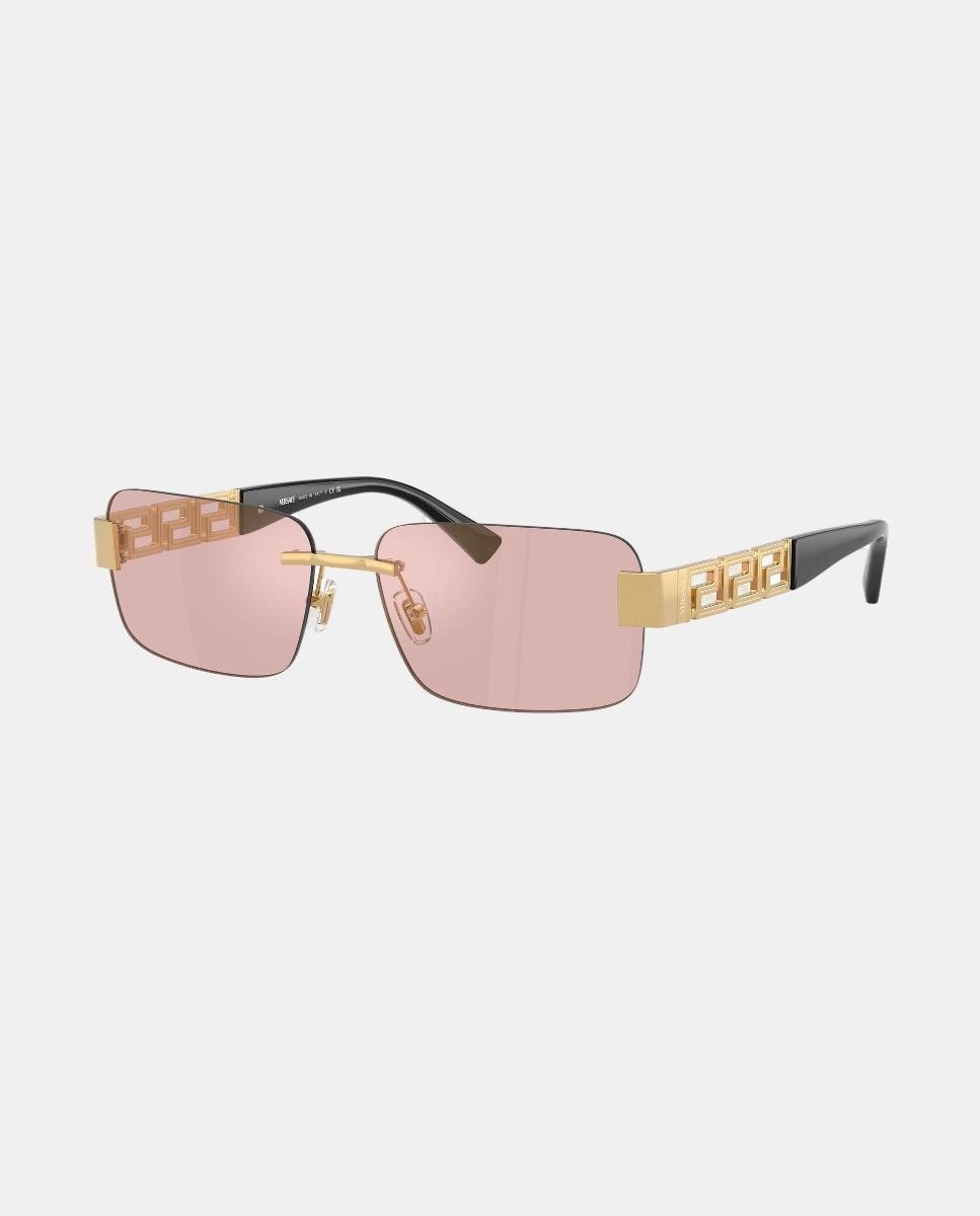 Imagen 7 de Gafas de sol VE2298 de hombre rectangular en metal con lente espejada - Versace - Oro Oro