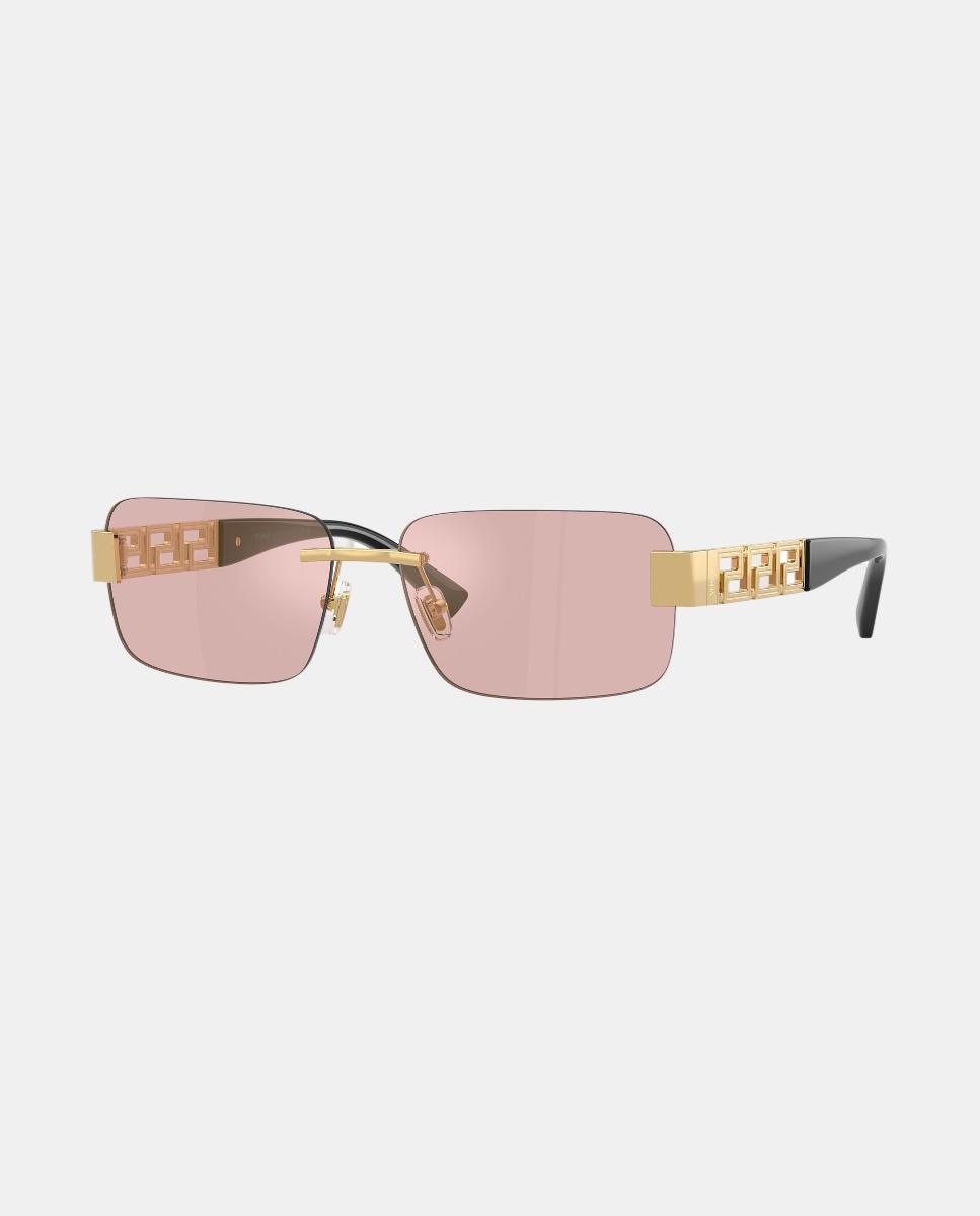 Imagen 8 de Gafas de sol VE2298 de hombre rectangular en metal con lente espejada - Versace - Oro Oro