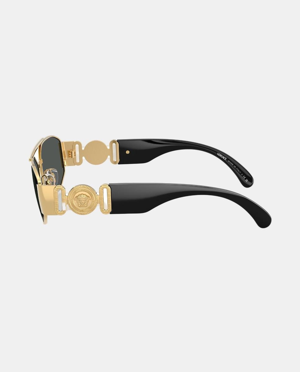 Óculos de Sol Geométricos Metálicos Ouro-3