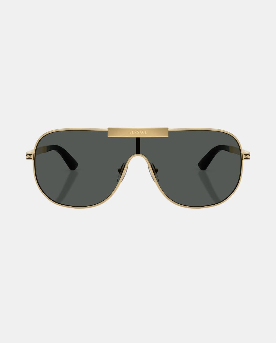 Imagen 4 de Gafas de sol VE2293 de hombre geométrica en metal - Versace - Oro Oro