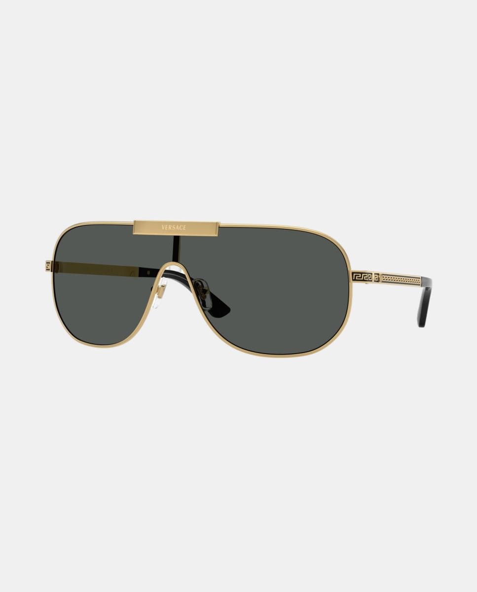 Imagen 8 de Gafas de sol VE2293 de hombre geométrica en metal - Versace - Oro Oro