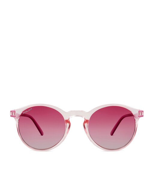 Gafas de sol infantiles redondas en rosa translucido con lentes polarizadas